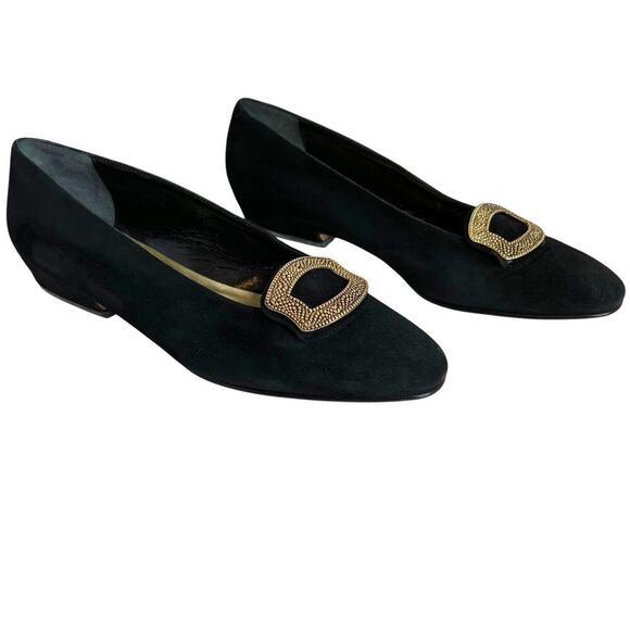 ANN TAYLOR Design Studio Flats in Black Suede Women's Size 8 - Picture 2 of 10